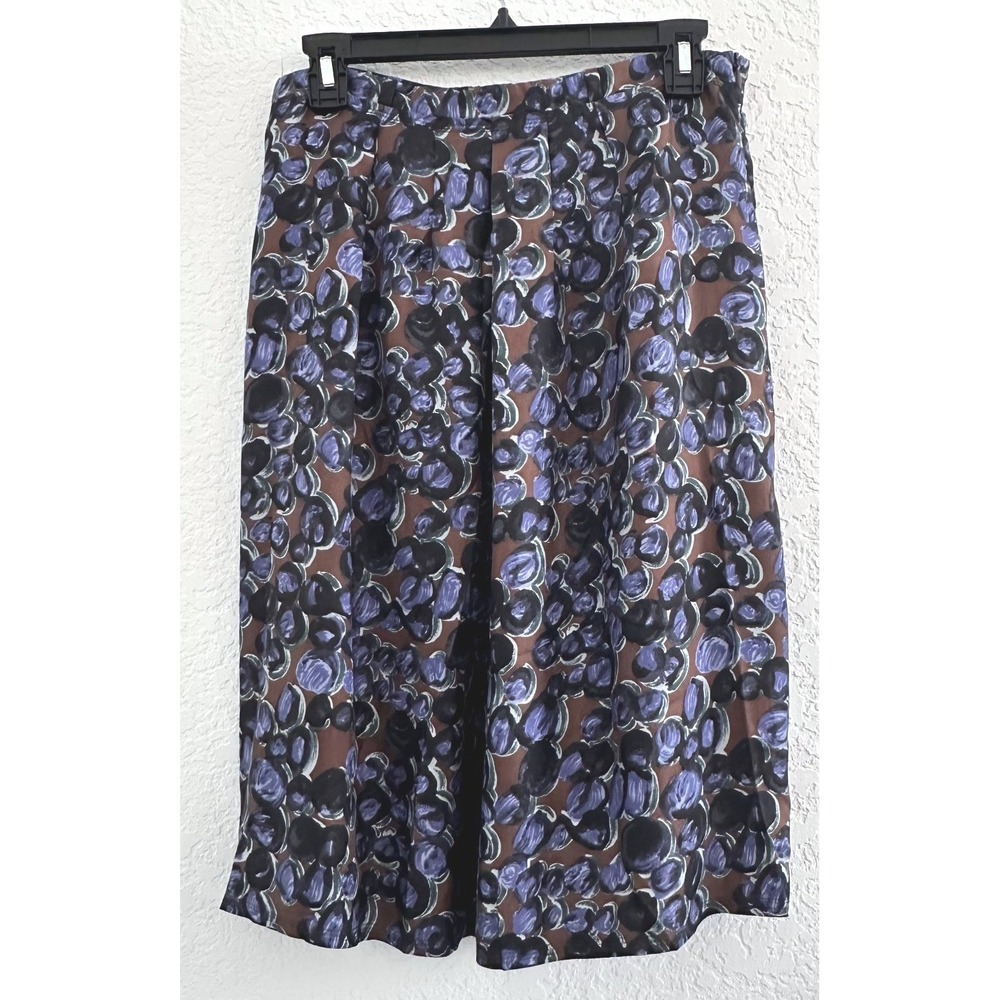Piazza Sempione 100% Silk Italy Whimsigoth Art Pleated Midi Skirt IT 44 US 8-10